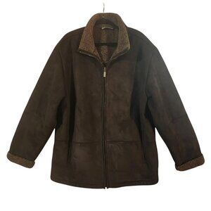 Weatherproof Micro Suede Sherpa Lined Zipper Men's XXL Brown Jacket Coat